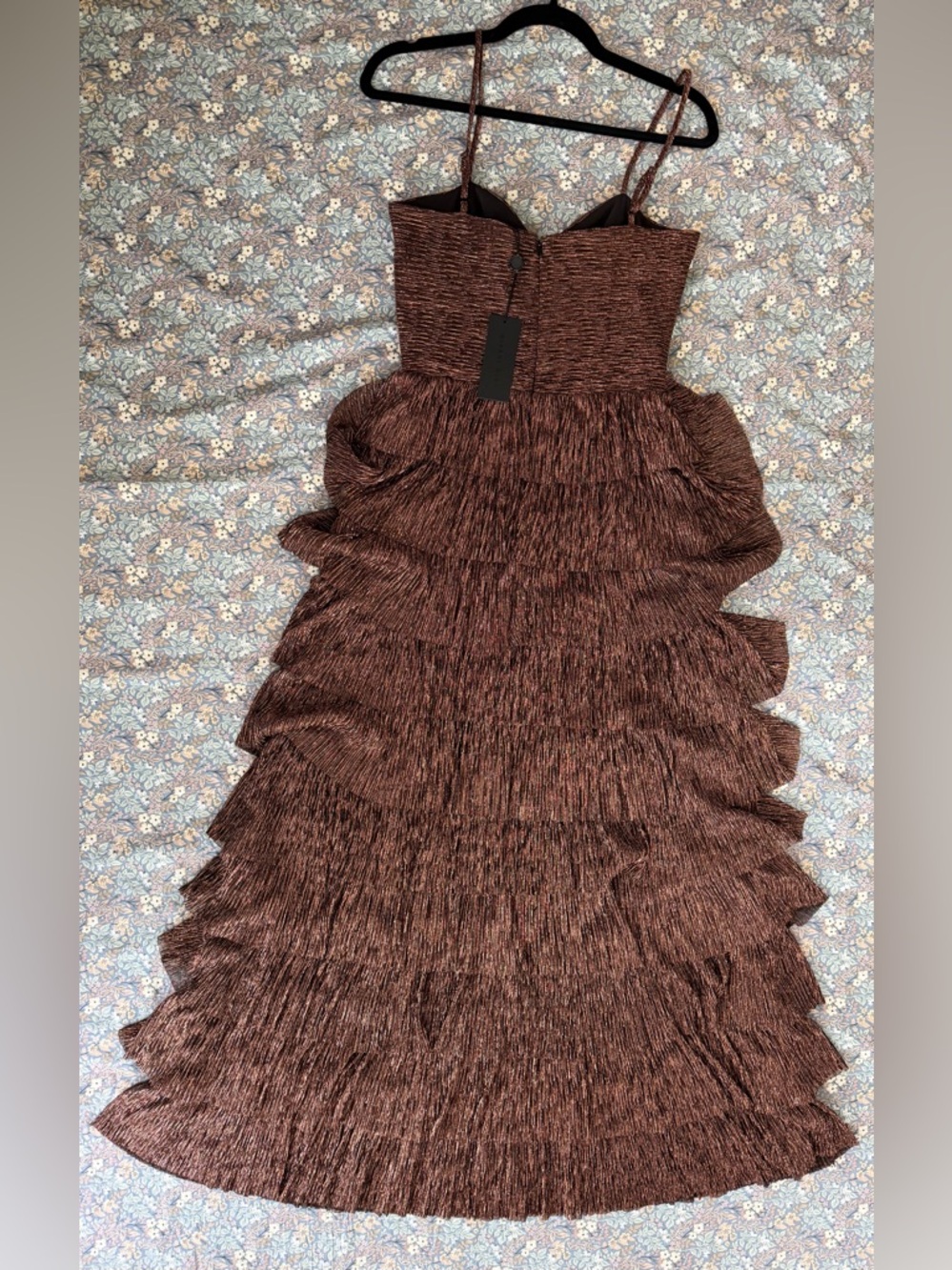 Gianni Bini Sparkly Metallic Tiered Dress in Copper - Picture 2 of 5